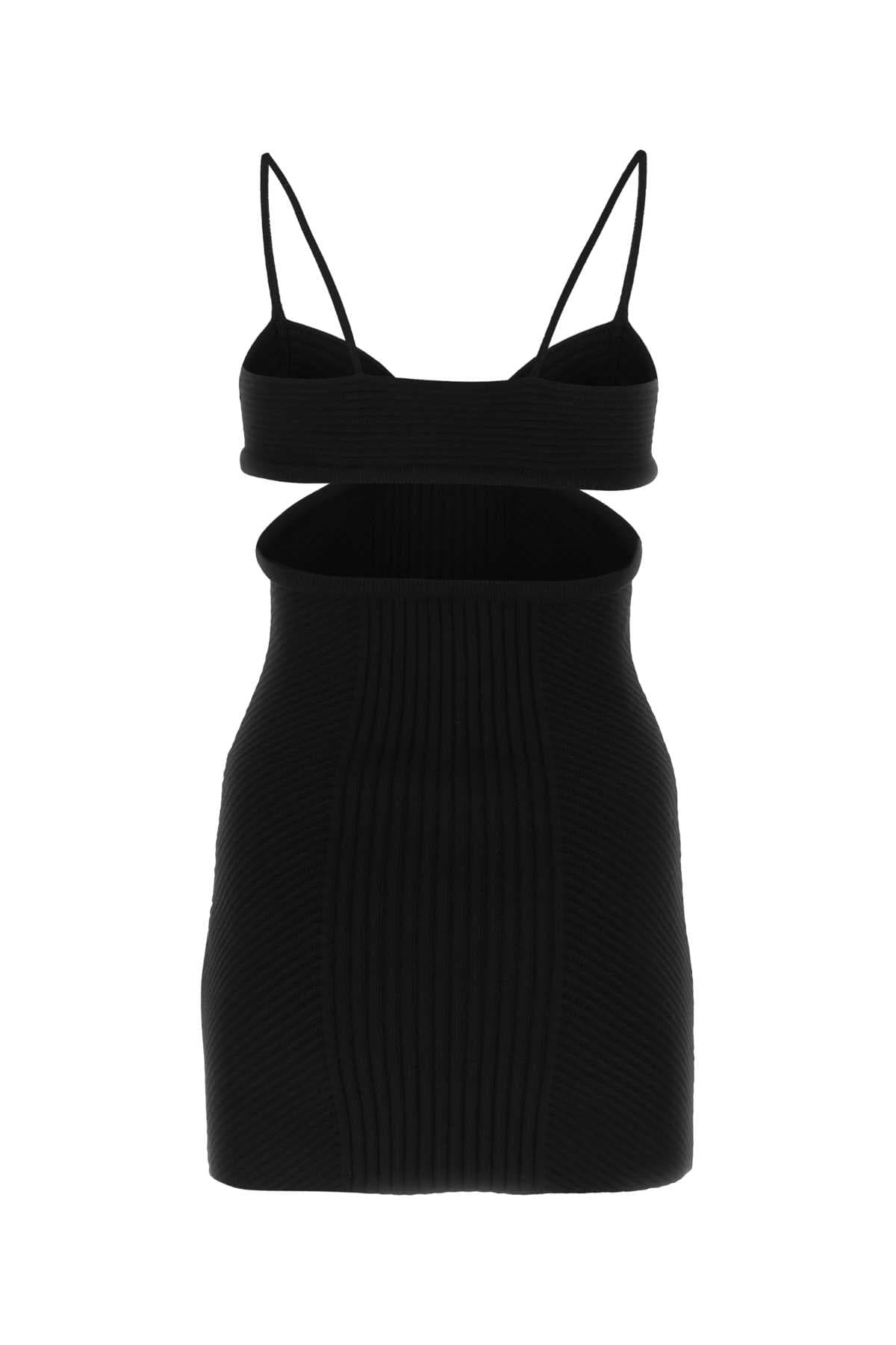 Black viscose blend mini dress - мініатюра 2