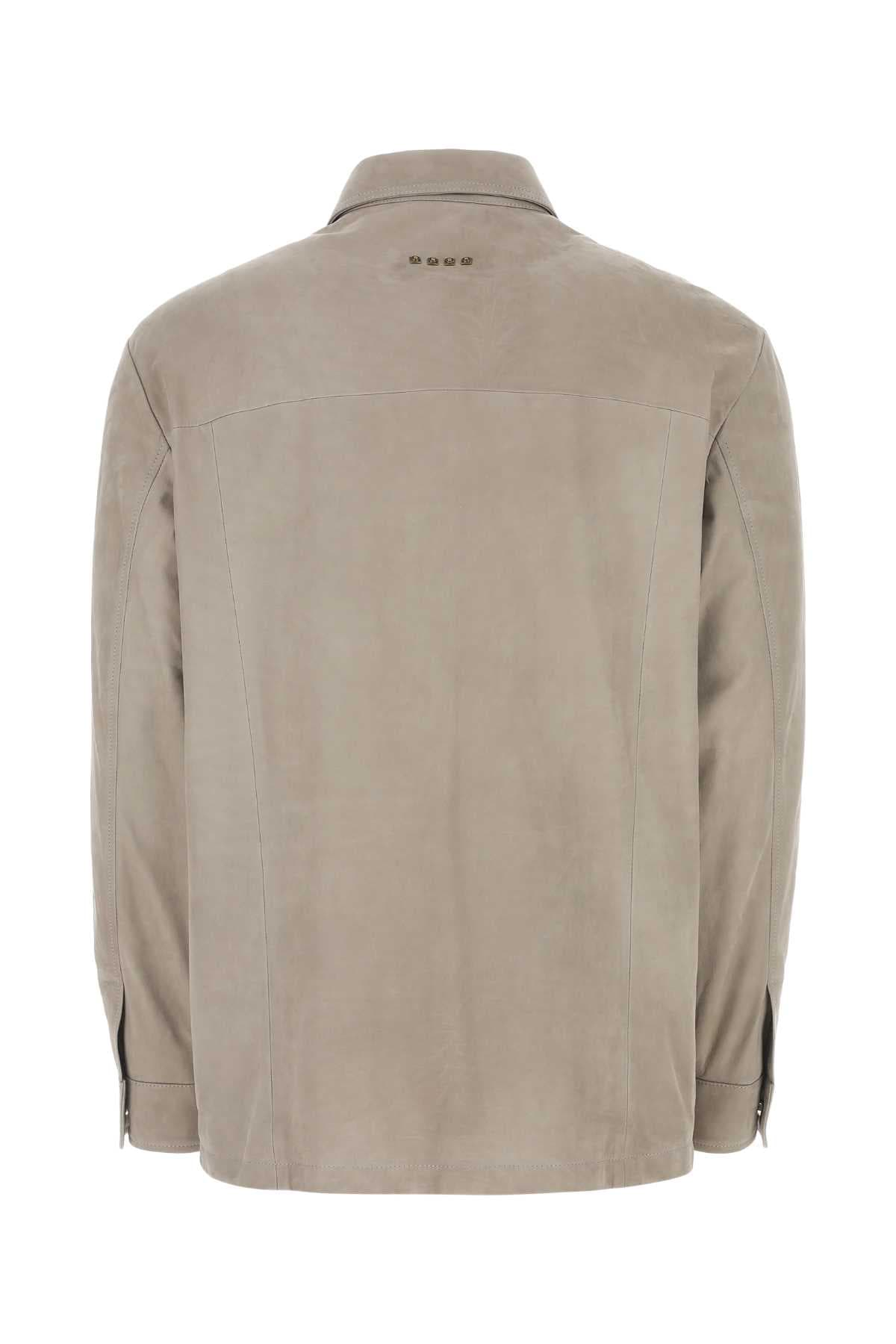Dove grey suede shirt - мініатюра 2