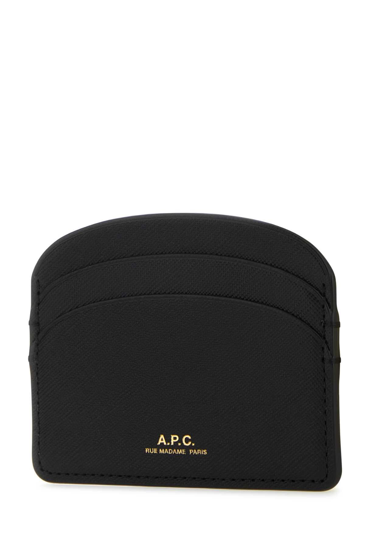 Black leather Demi-Lune card holder - мініатюра 2