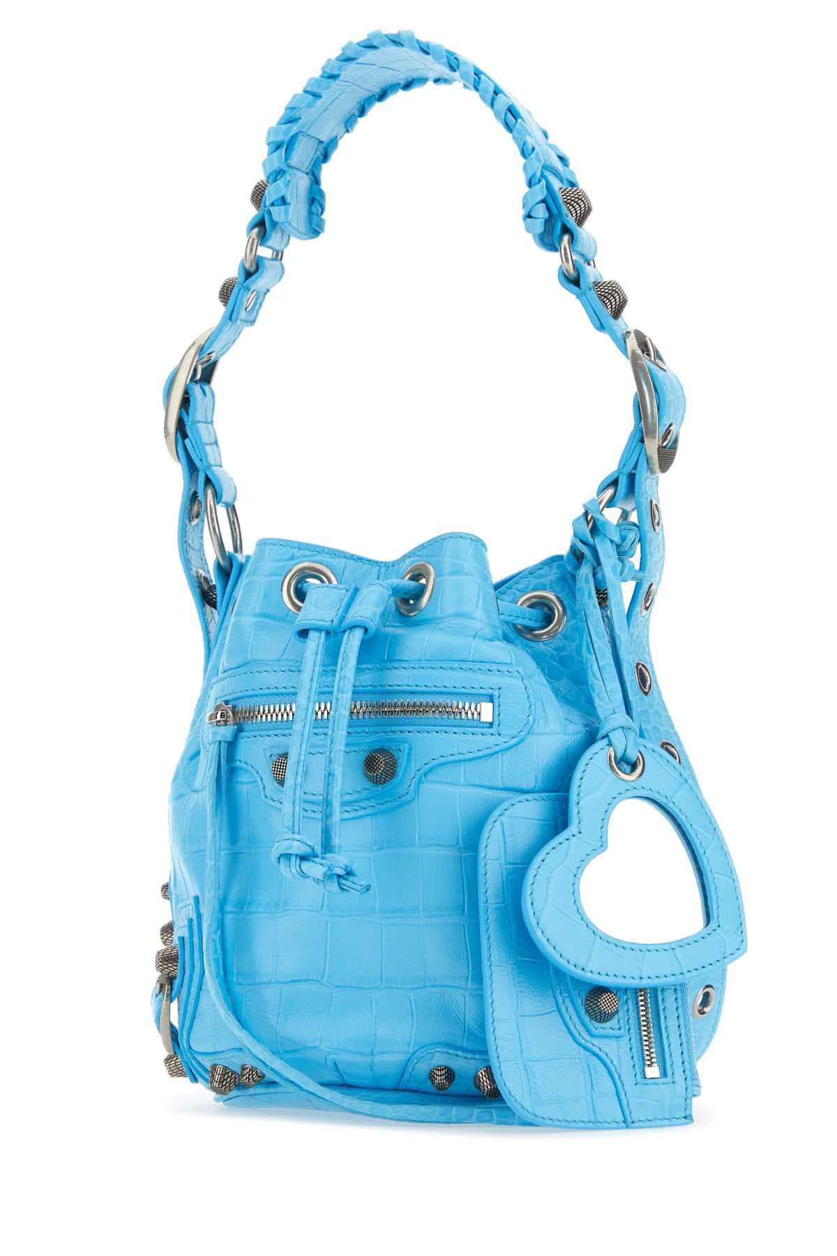 Light-blue leather Le Cagole XS bucket bag - мініатюра 2