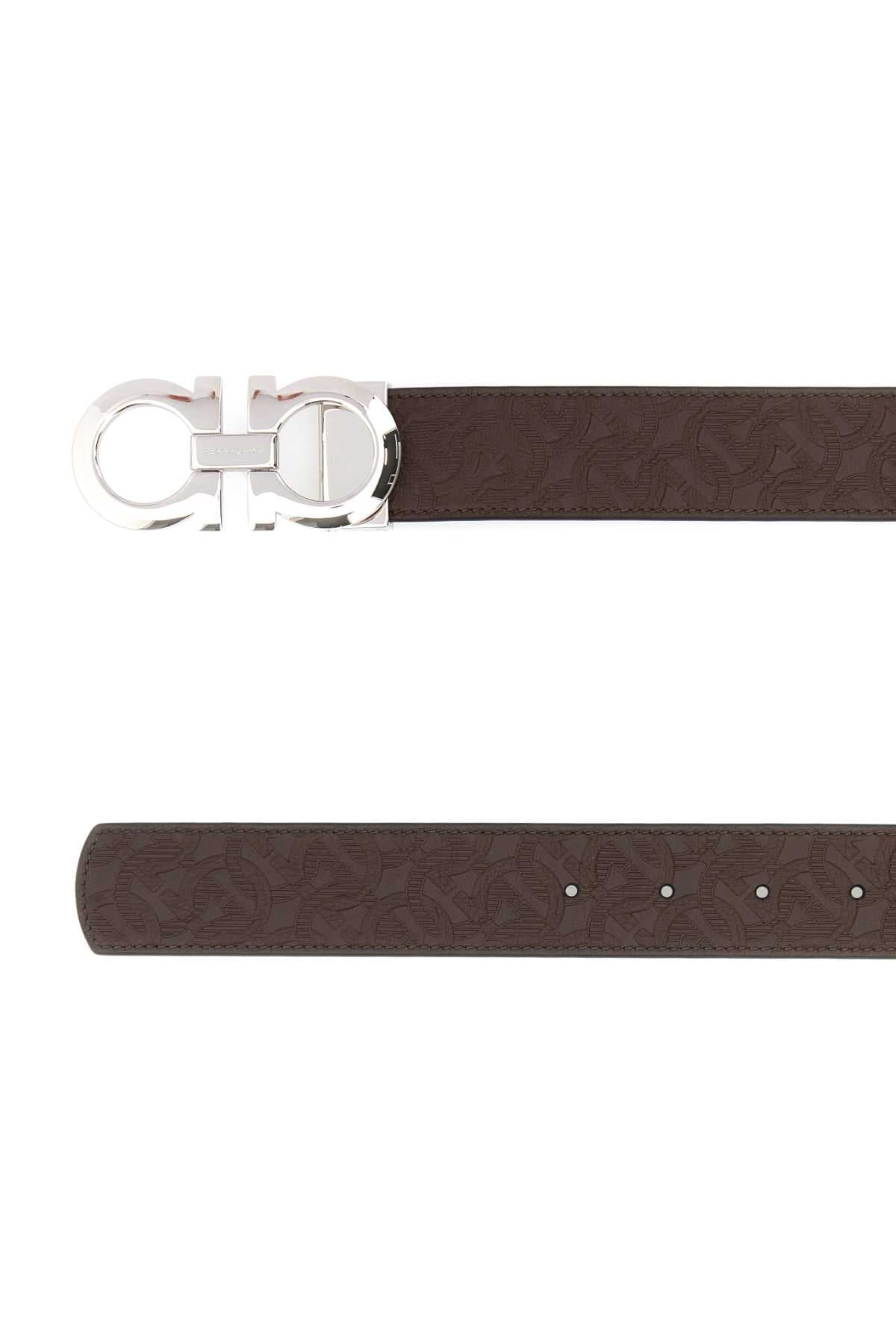 Brown leather reversible belt - мініатюра 2