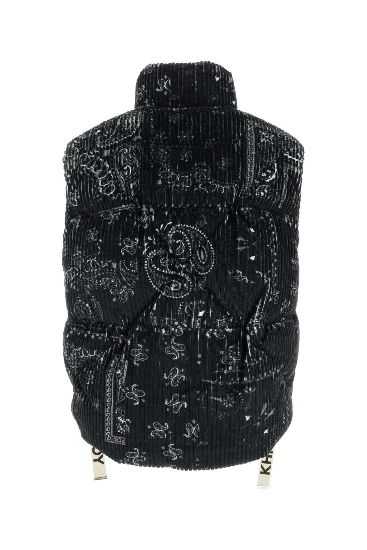 Printed corduroy oversize sleeveless down jacket - мініатюра 2