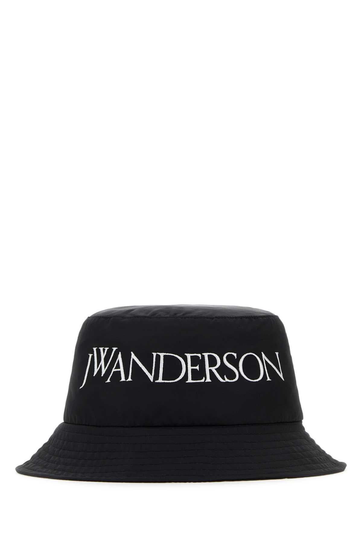 Black nylon blend bucket hat