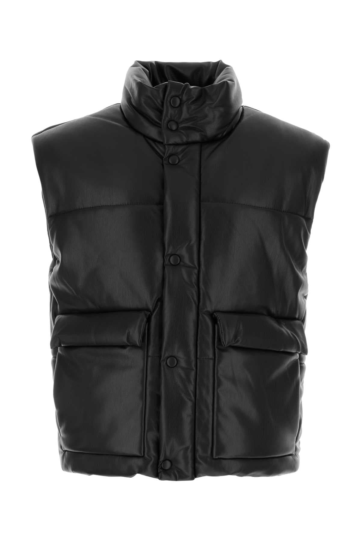 Black synthetic leather Jovan padded jacket