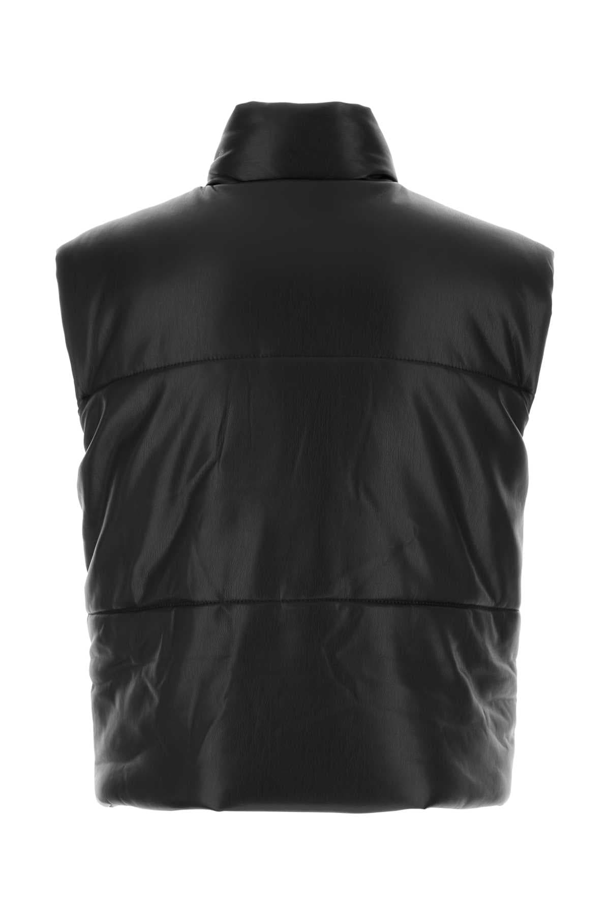 Black synthetic leather Jovan padded jacket - мініатюра 2