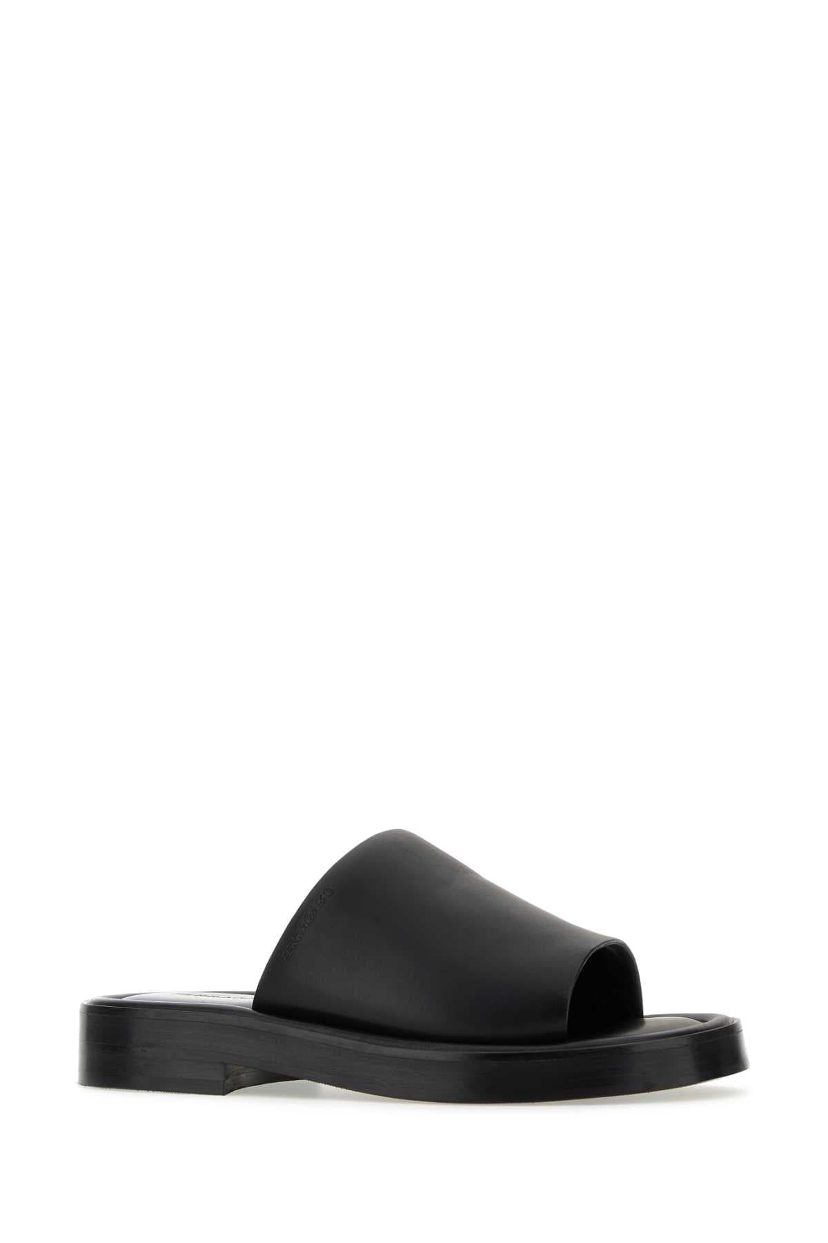 Black nappa leather slippers - мініатюра 2
