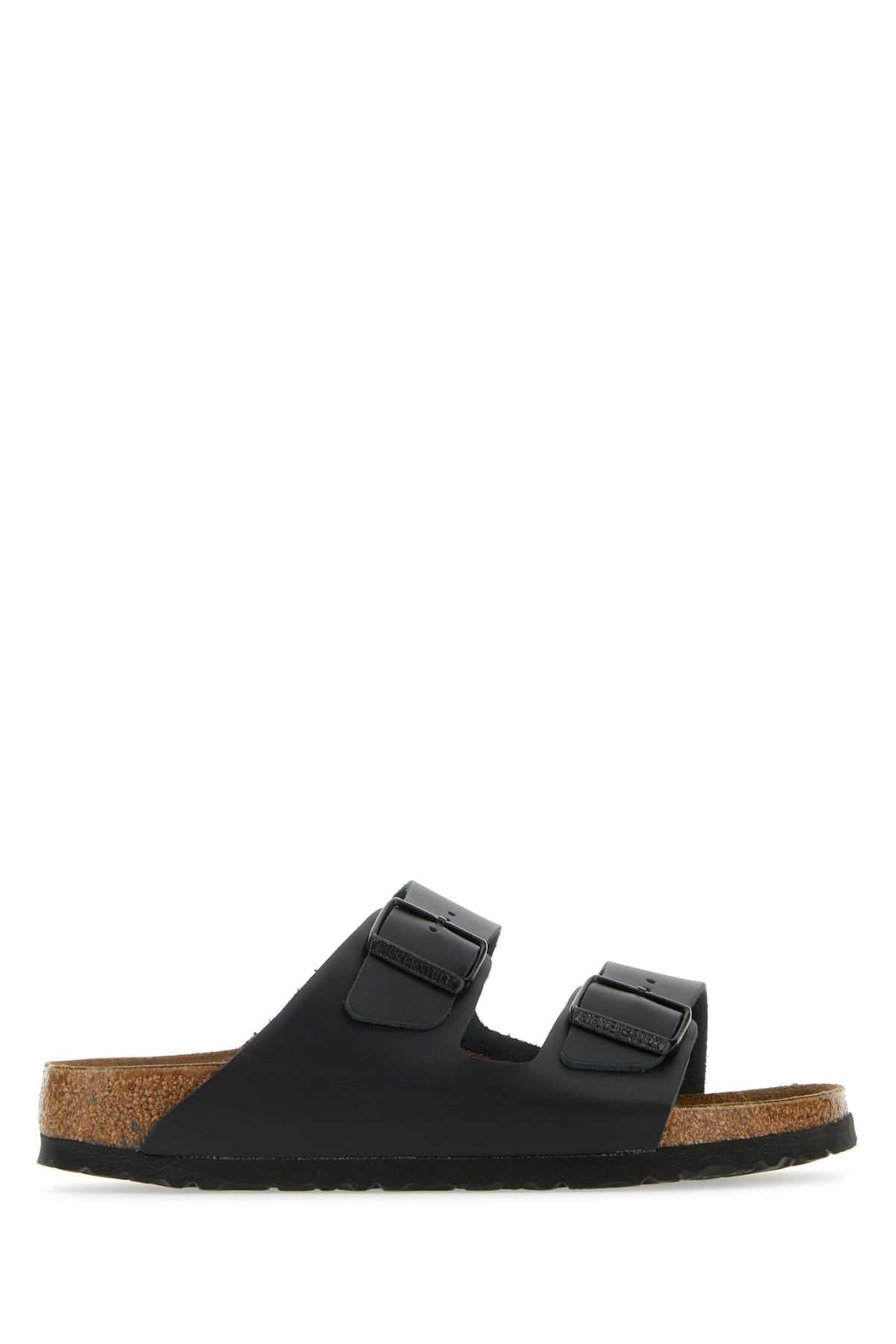 Black leather Arizona slippers