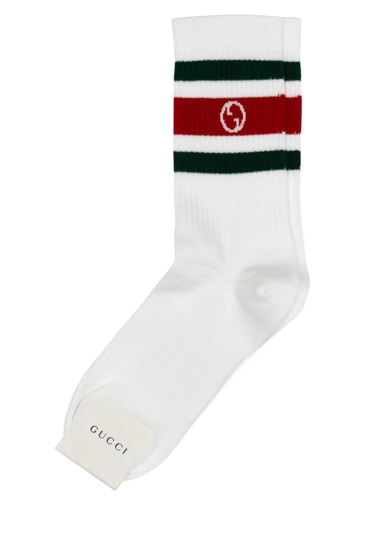White stretch cotton blend socks