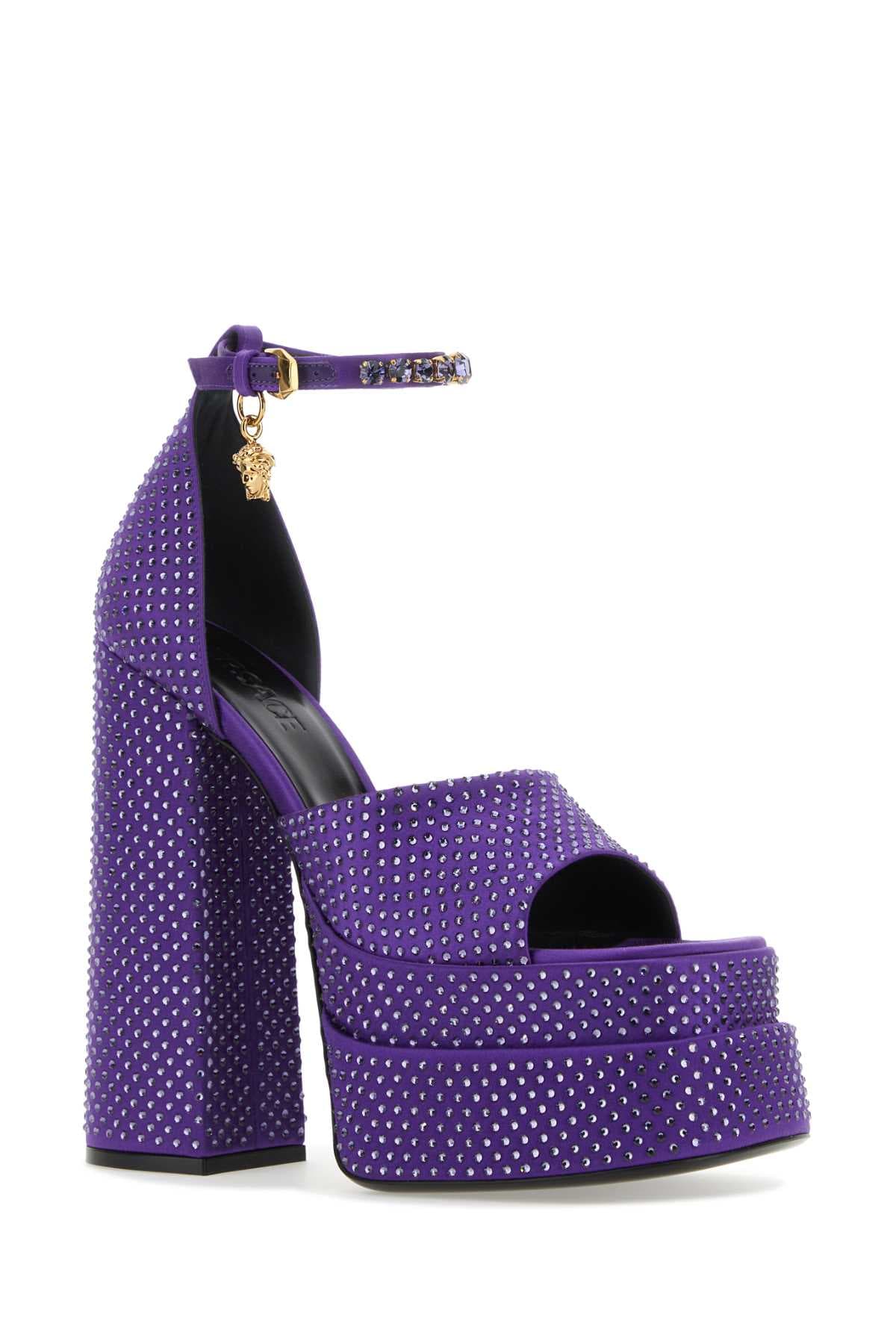 Purple satin Medusa Aevitas sandals - мініатюра 2