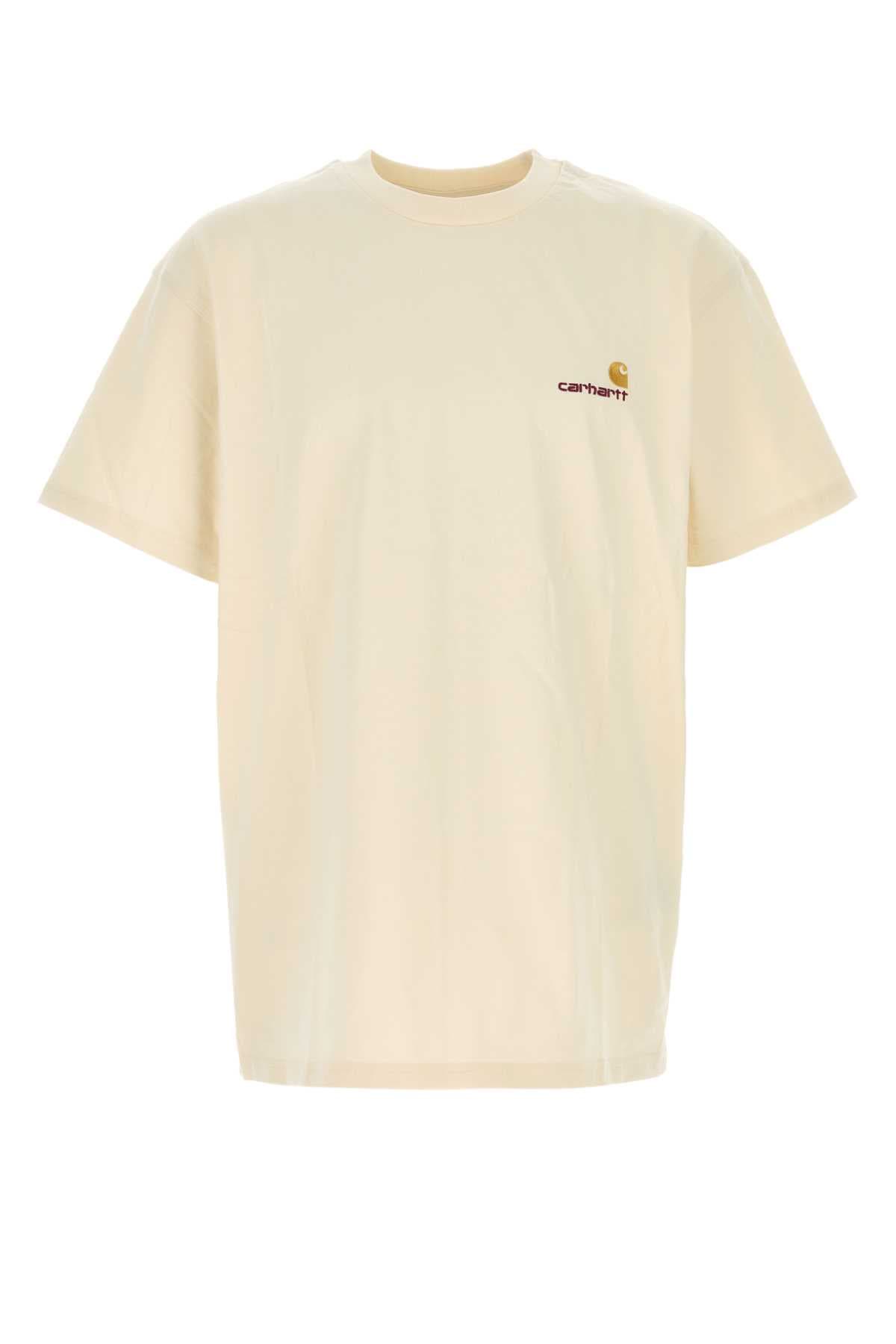 Cream cotton S/S American Script t-shirt
