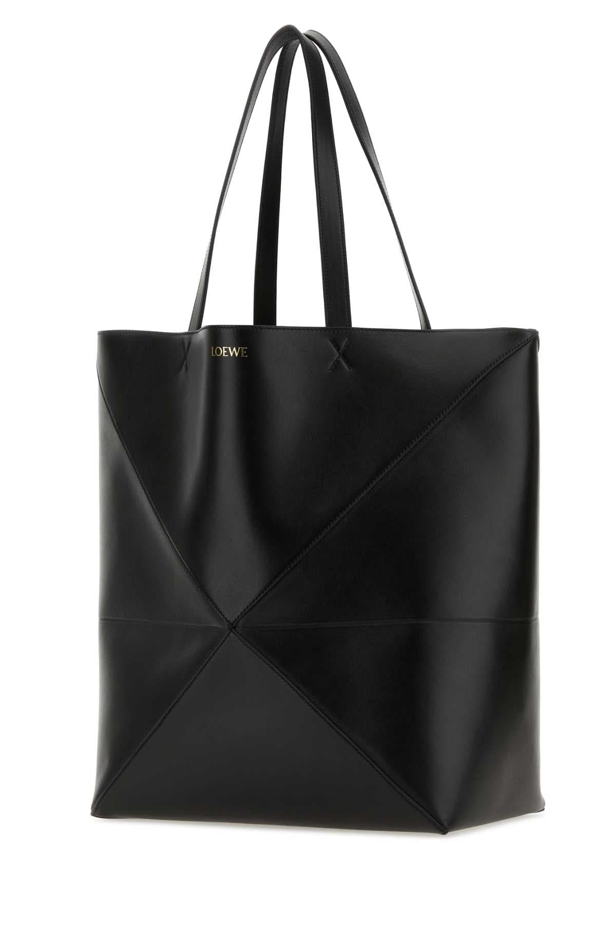 Black leather large Puzzle Fold shopping bag - мініатюра 2