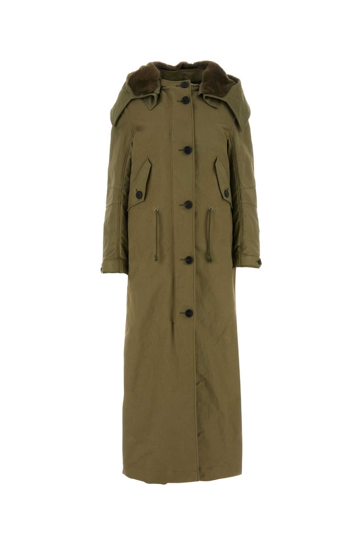 Army green nylon parka