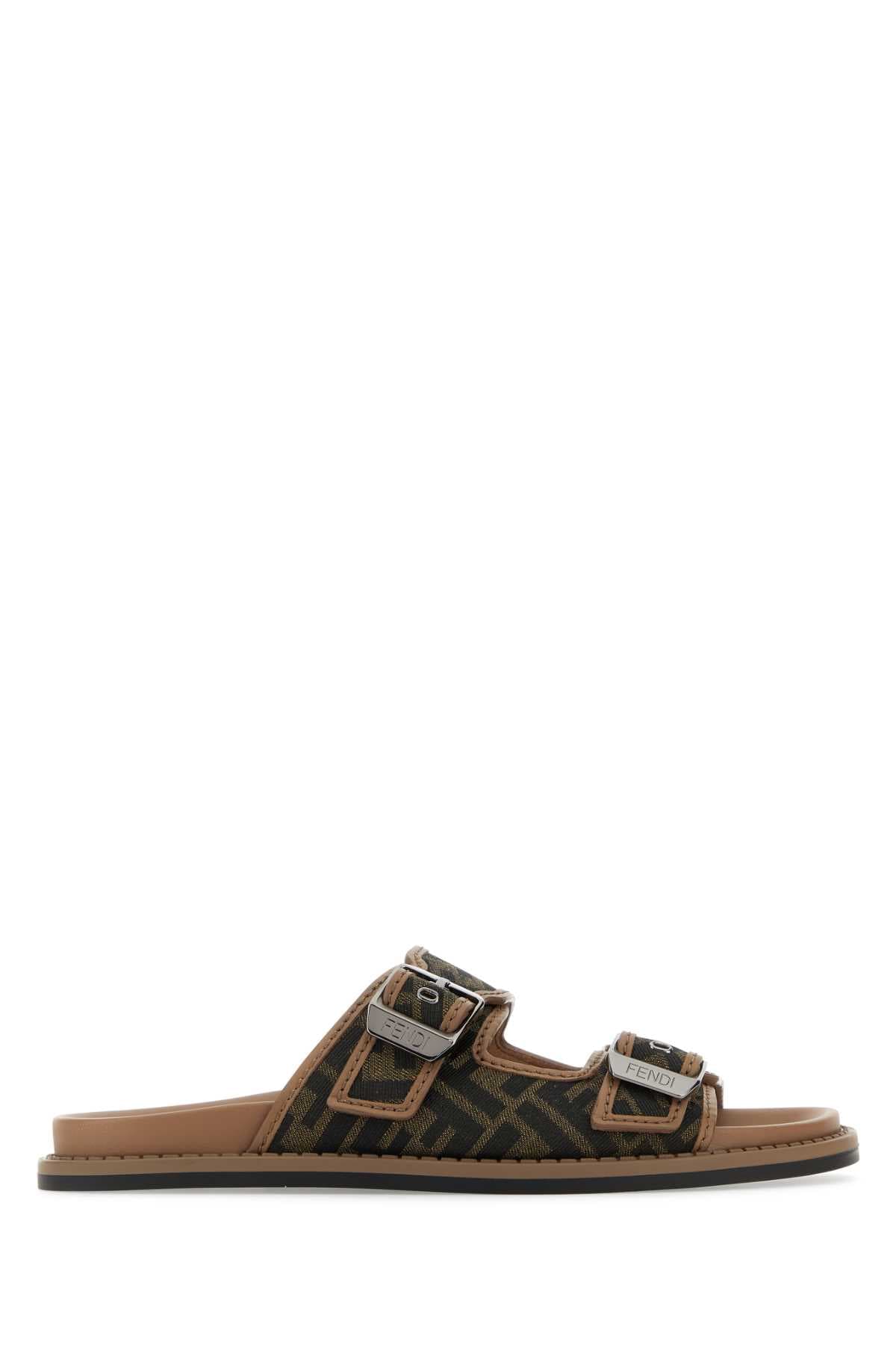 Embroidered canvas Fendi Feel slippers