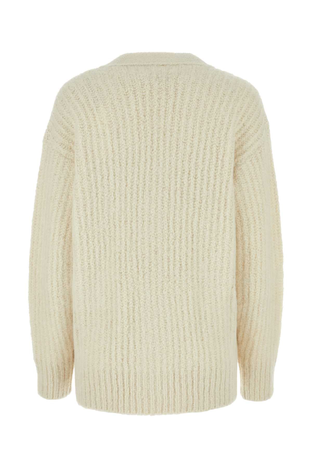 Ivory alpaca blend cardigan - мініатюра 2