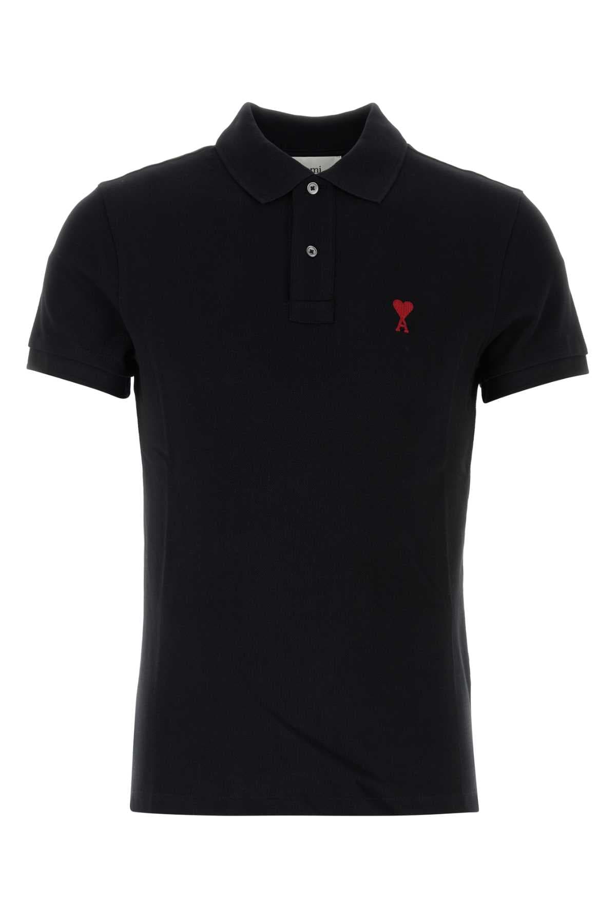 Black piquet polo shirt