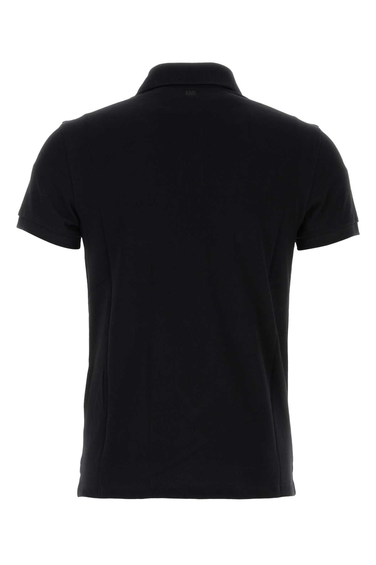 Black piquet polo shirt - мініатюра 2