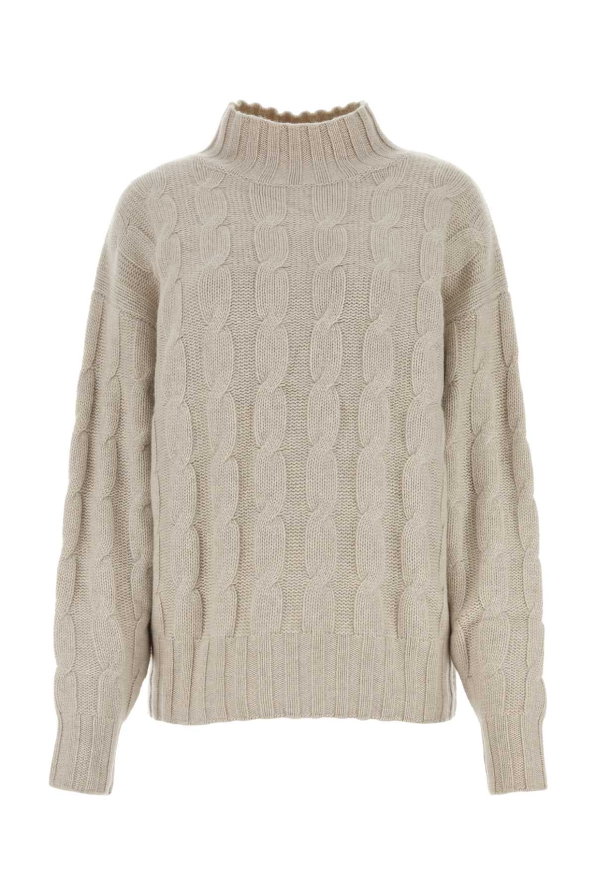 Melange sand cashmere sweater