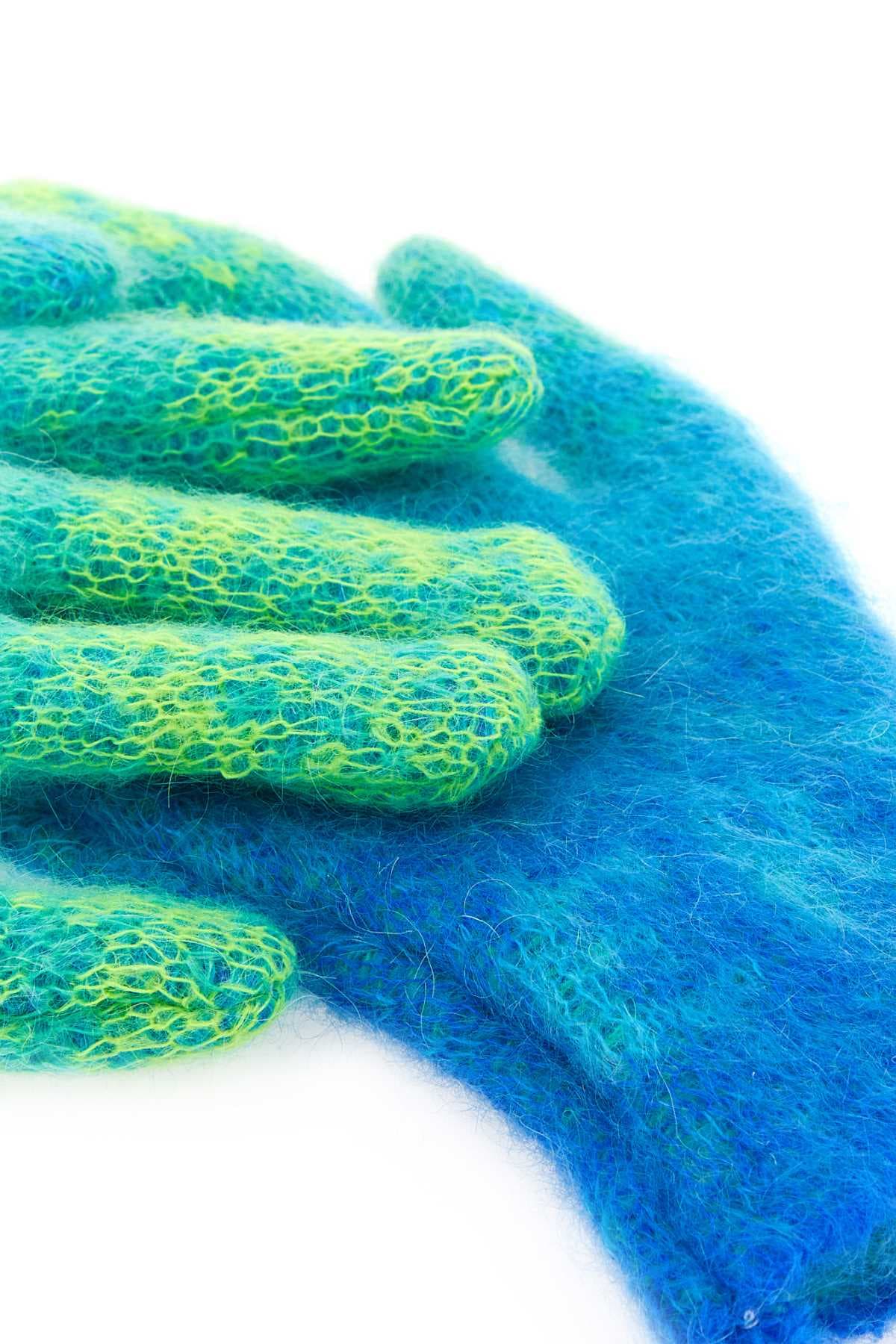 Multicolor mohair blend gloves - мініатюра 2