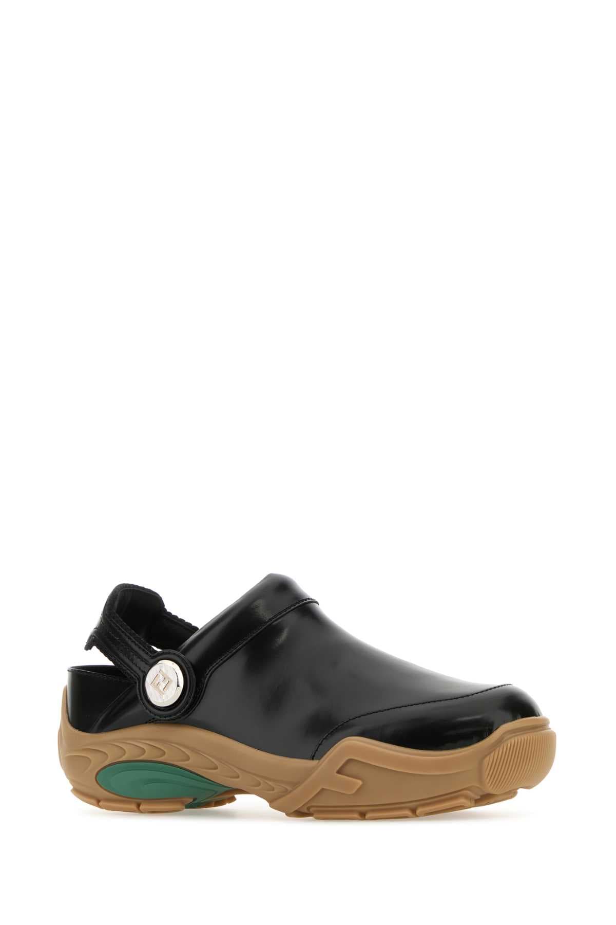Black leather Fendi Lab mules - мініатюра 2
