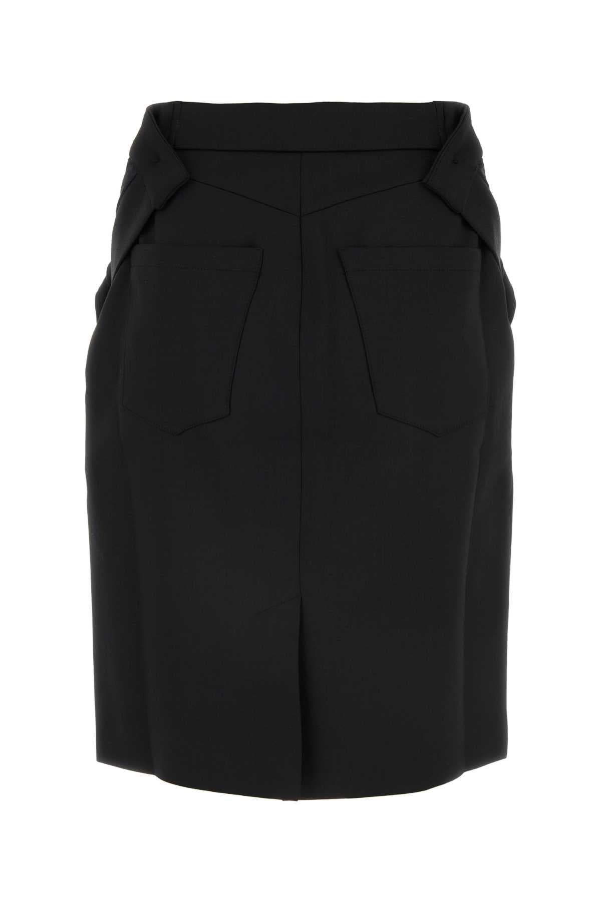 Black stretch polyester blend skirt - мініатюра 2