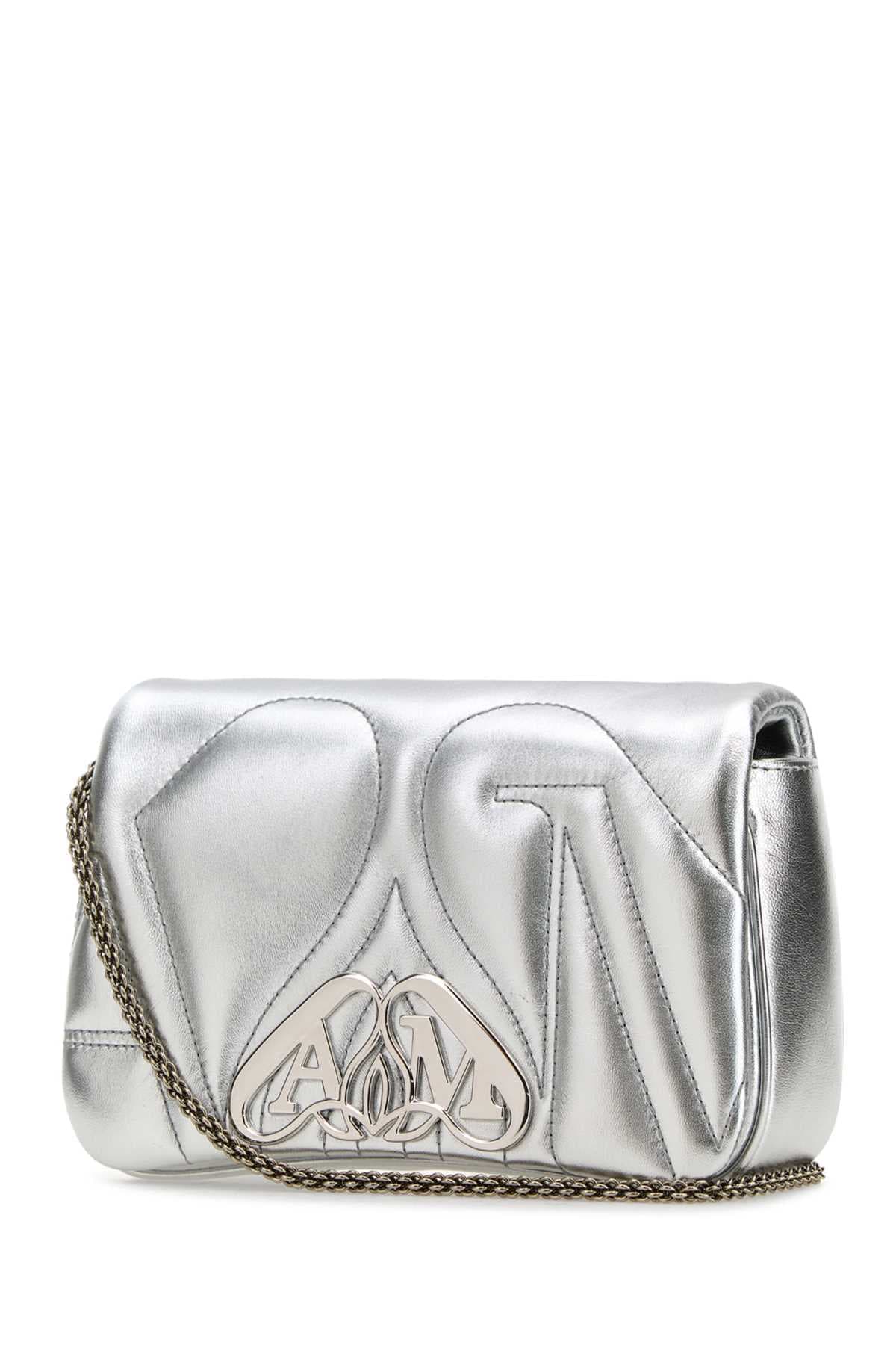 Silver leather mini Seal clutch - мініатюра 2
