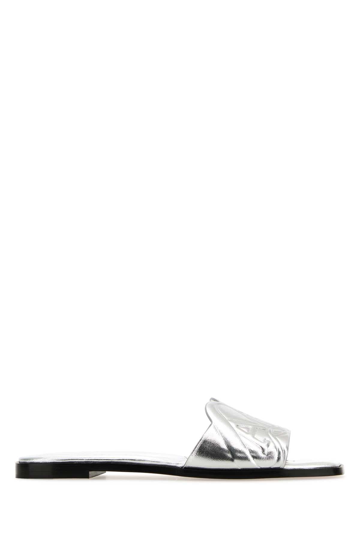 Silver leather slippers