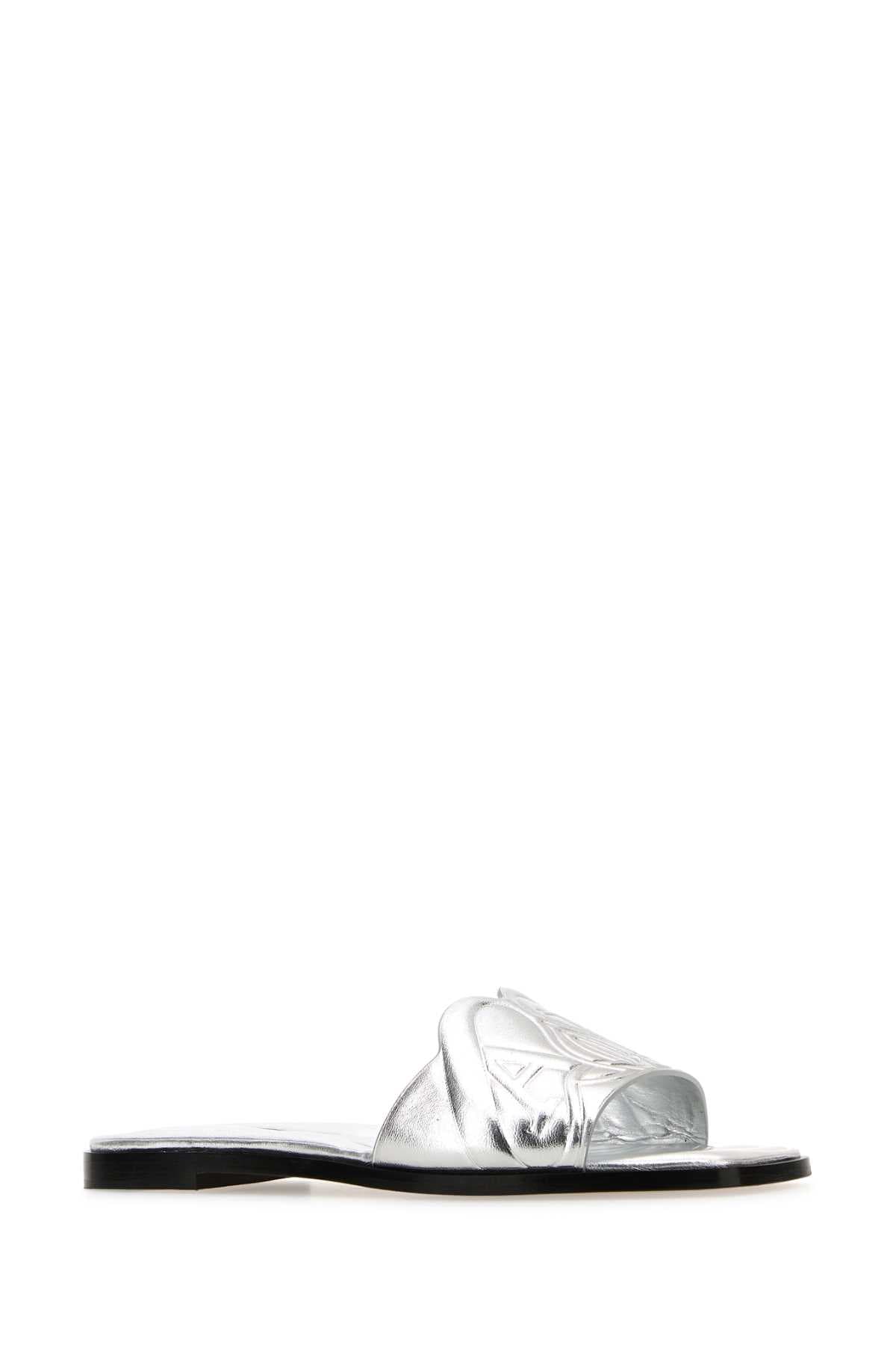 Silver leather slippers - мініатюра 2