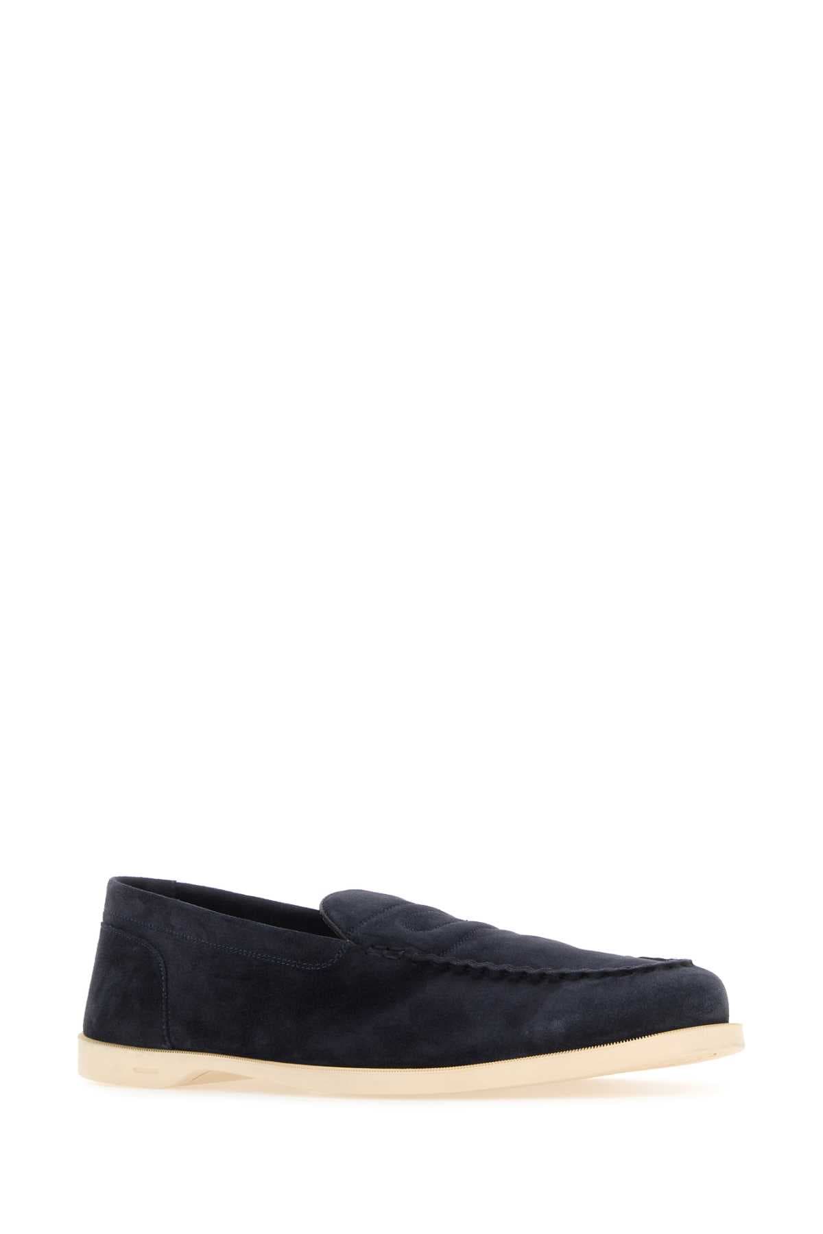 Navy blue suede Pace loafers - мініатюра 2