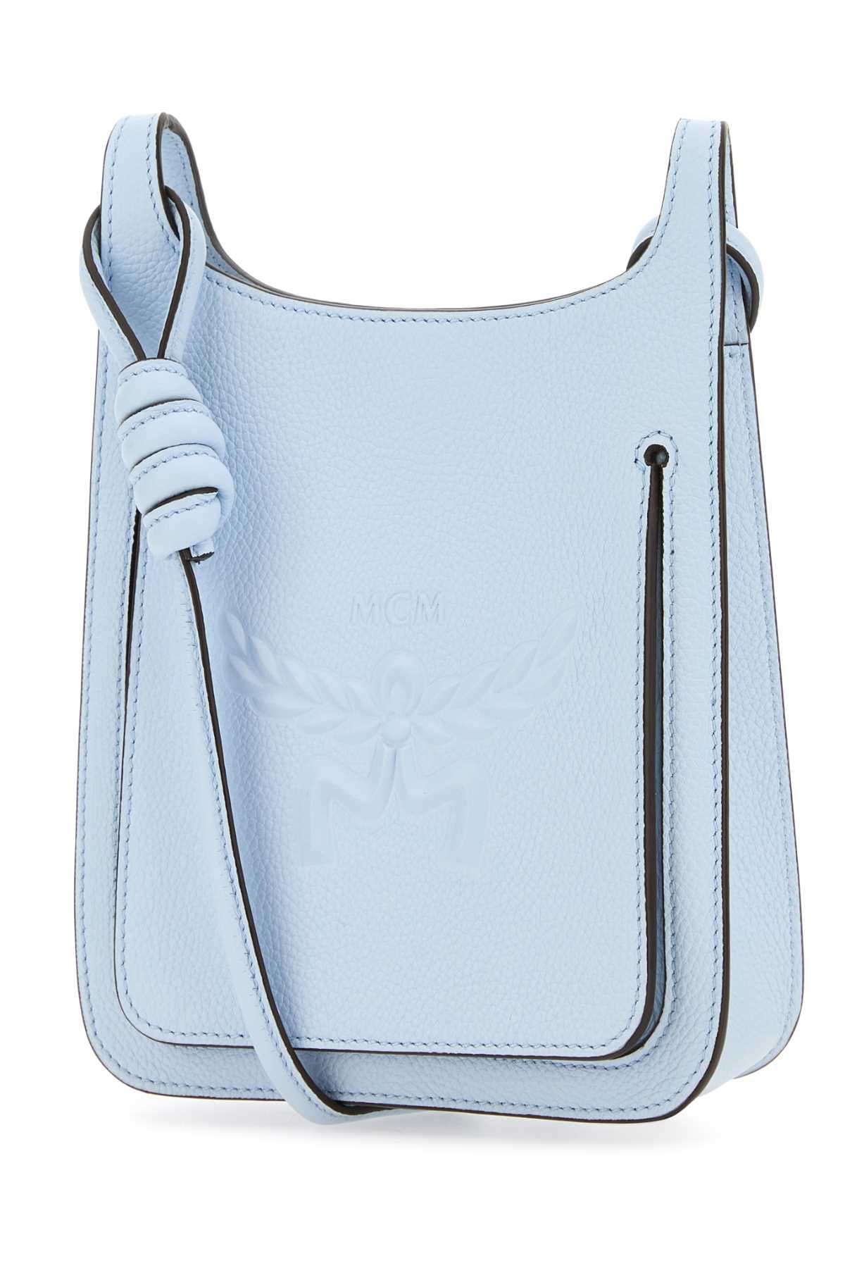 Pastel light blue leather Mini Himmel Hobo crossbody bag - мініатюра 2