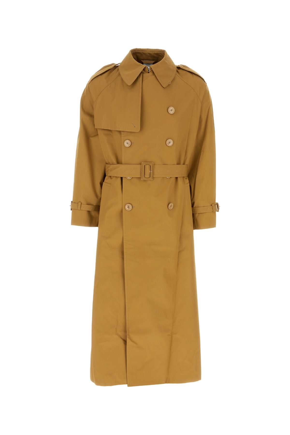 Ochre cotton oversize trench coat