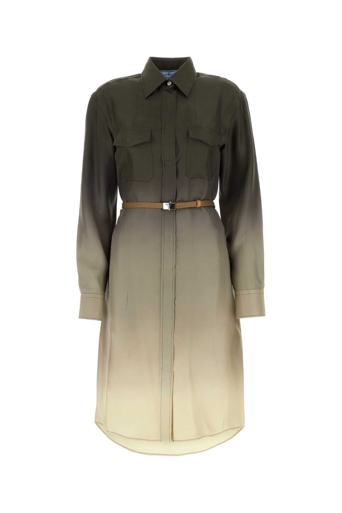 Multicolor twill shirt dress