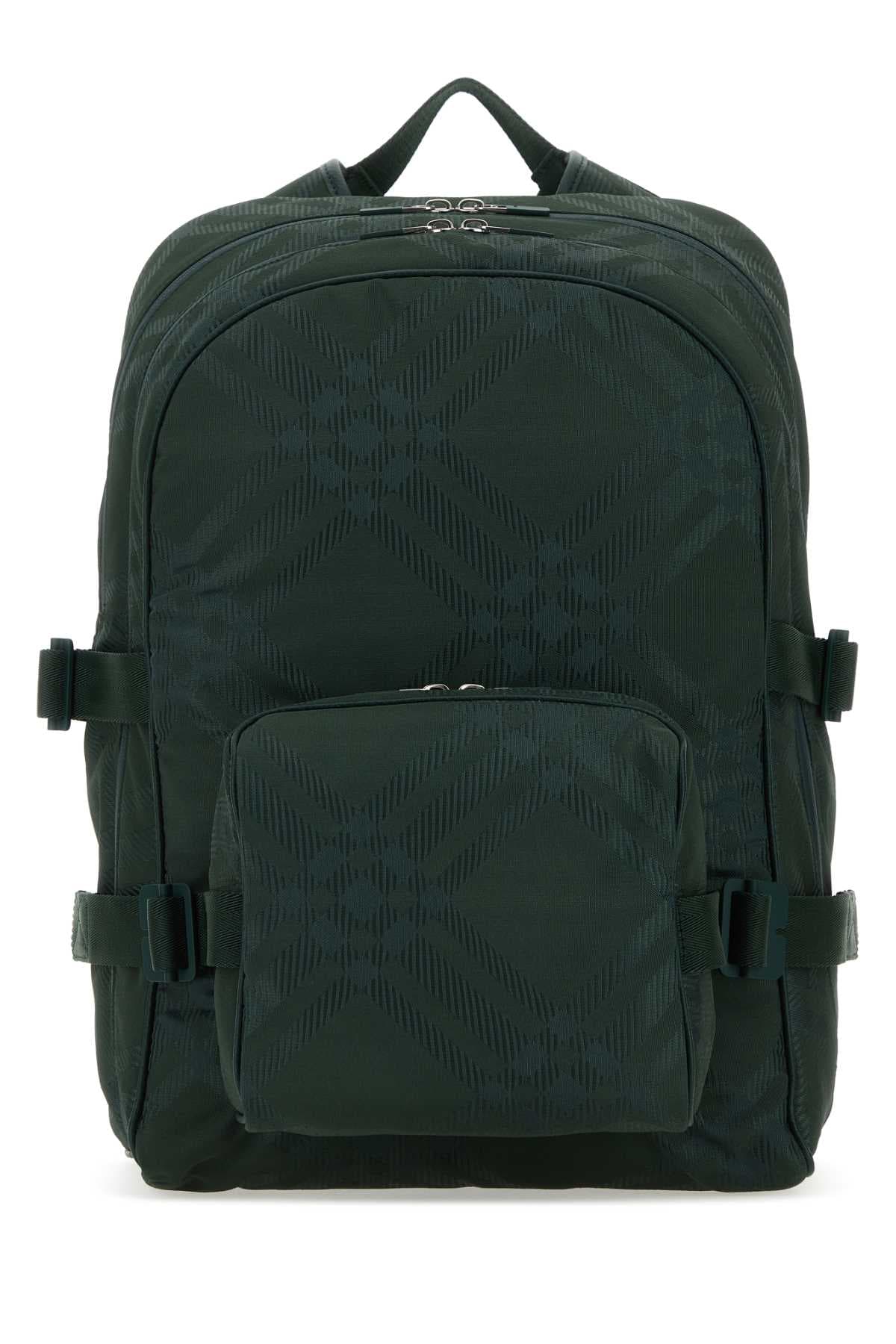 Bottle green nylon blend Check backpack