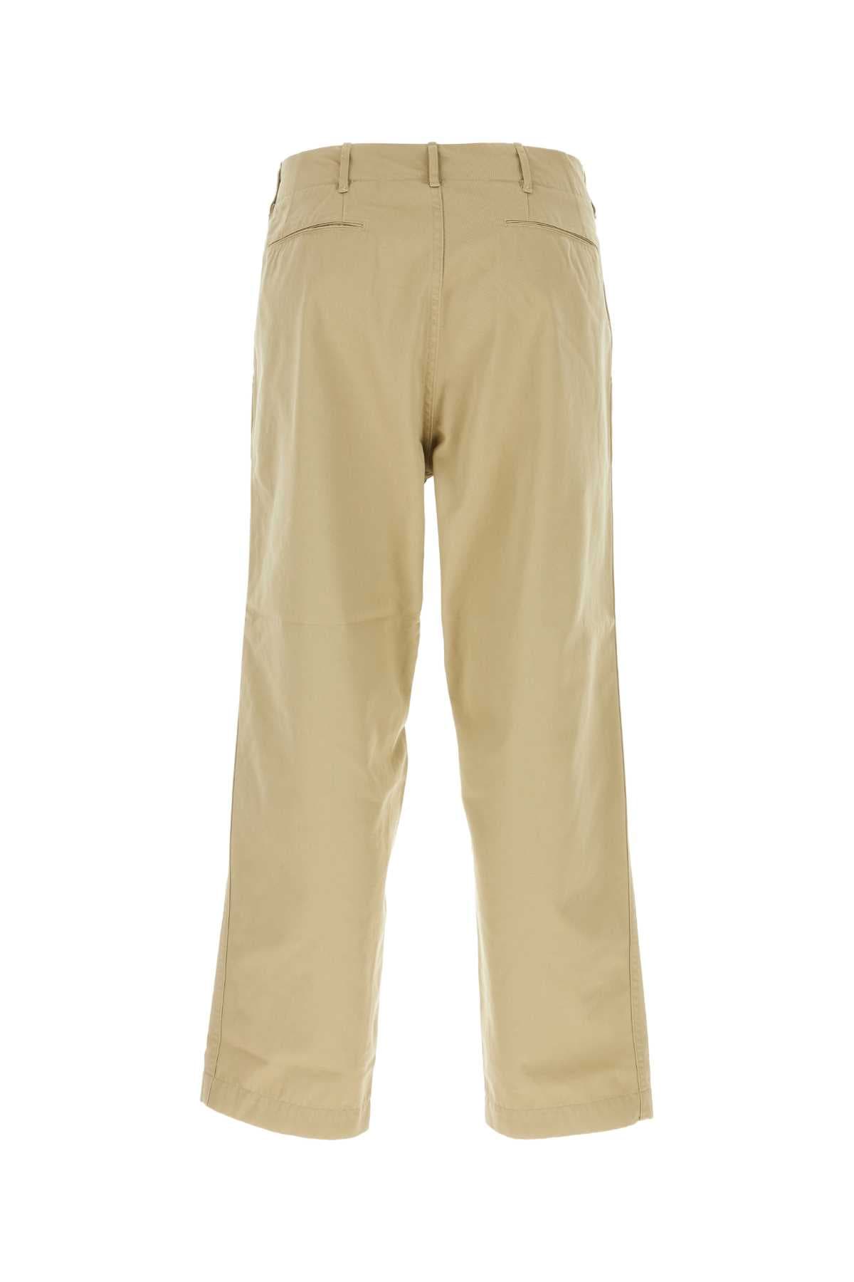 Beige cotton blend pant - мініатюра 2