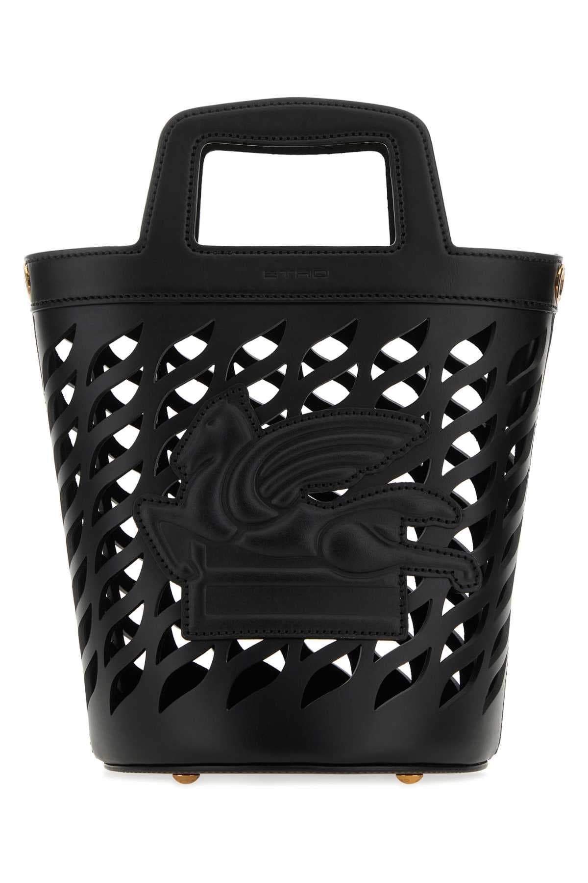 Black leather Coffa bucket bag