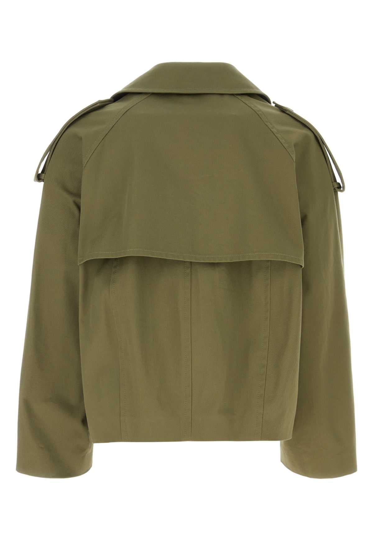 Green cotton trench coat - мініатюра 2