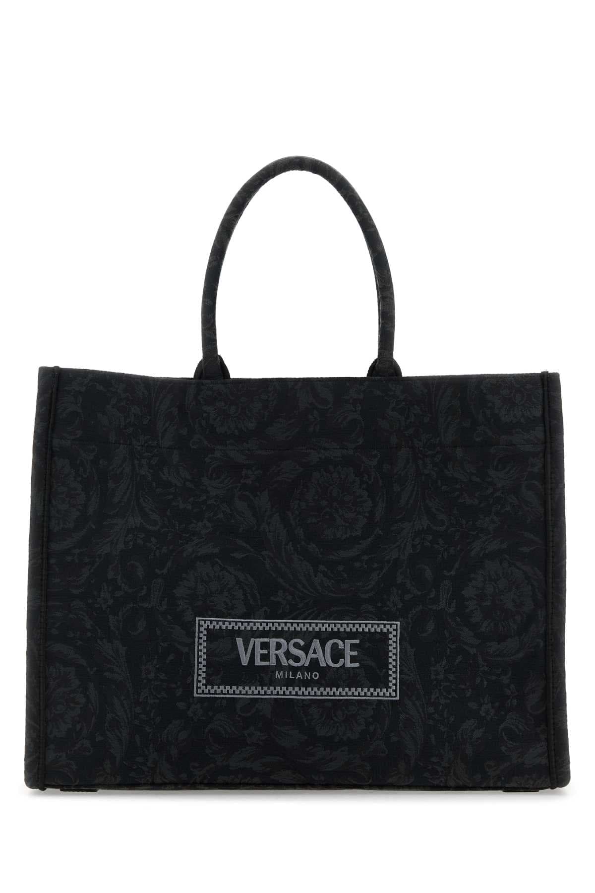 Embroidered fabric big Athena shopping bag