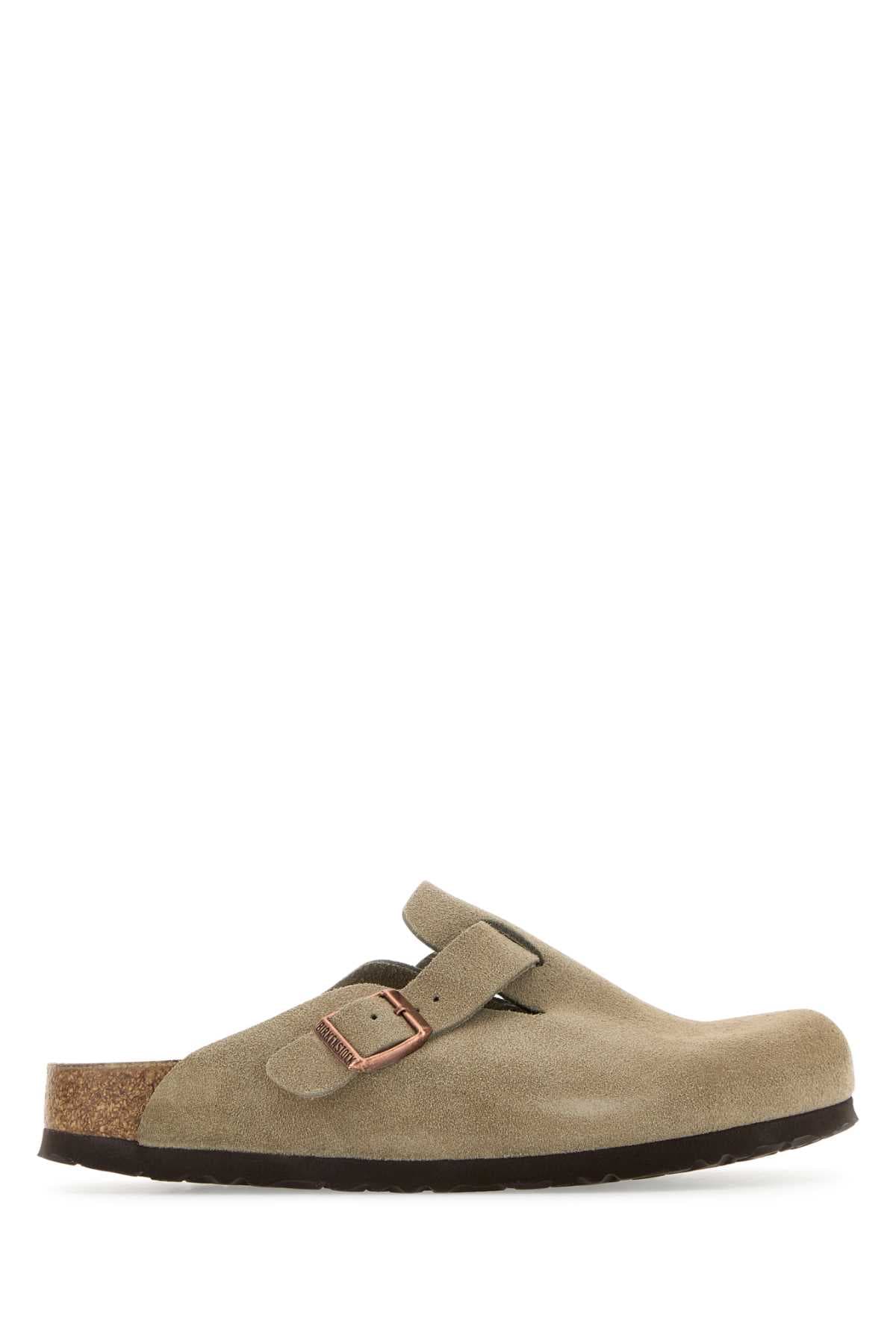 Dove grey suede Boston slippers