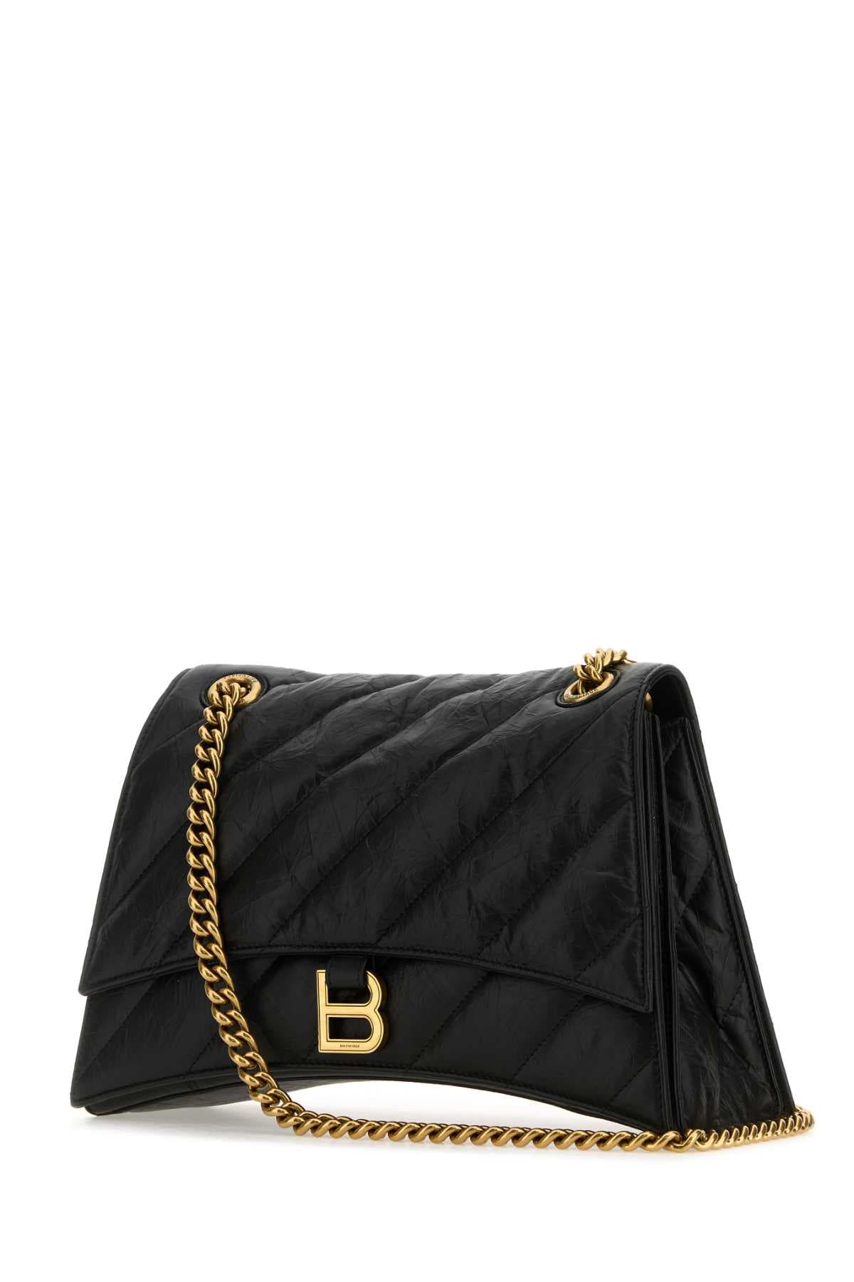 Black leather Crush M shoulder bag - мініатюра 2
