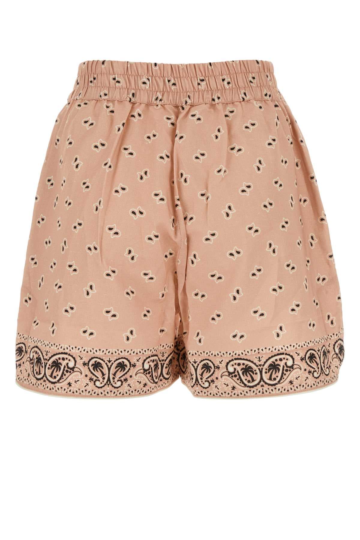 Printed linen blend shorts - мініатюра 2