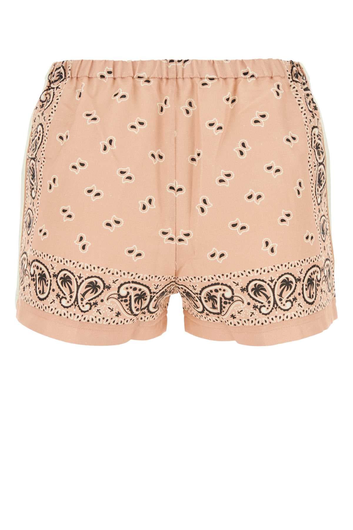 Printed linen blend shorts - мініатюра 2