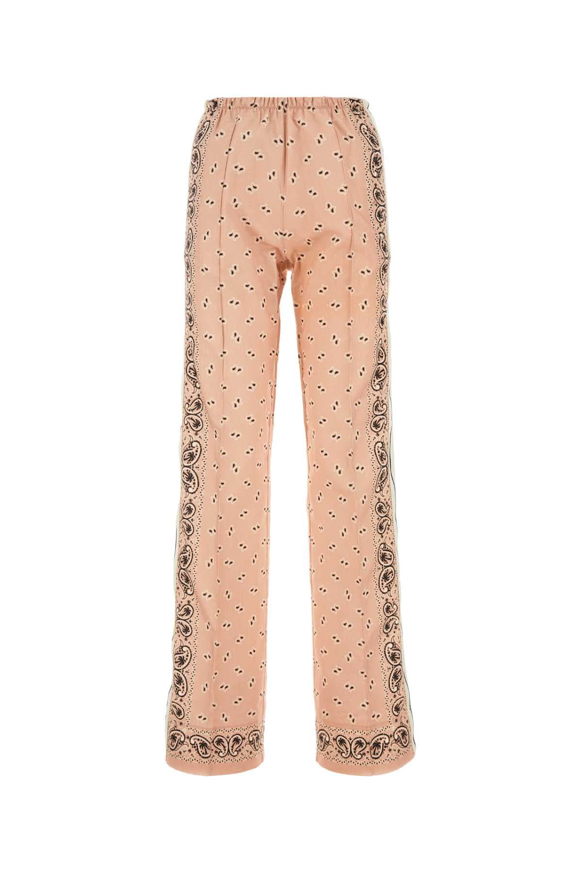Printed linen blend pant