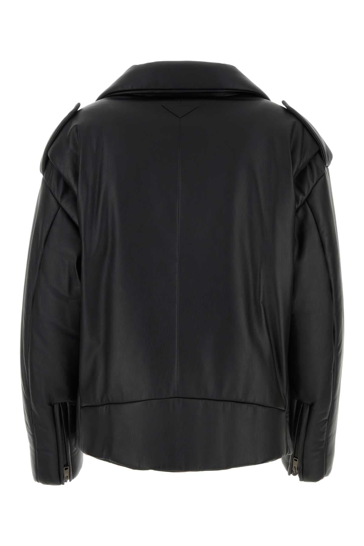 Black nappa leather padded jacket - мініатюра 2