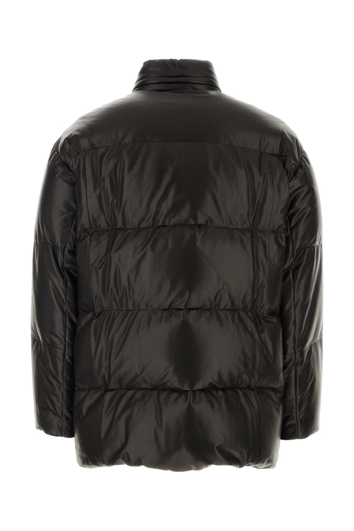 Black nappa leather down jacket - мініатюра 2