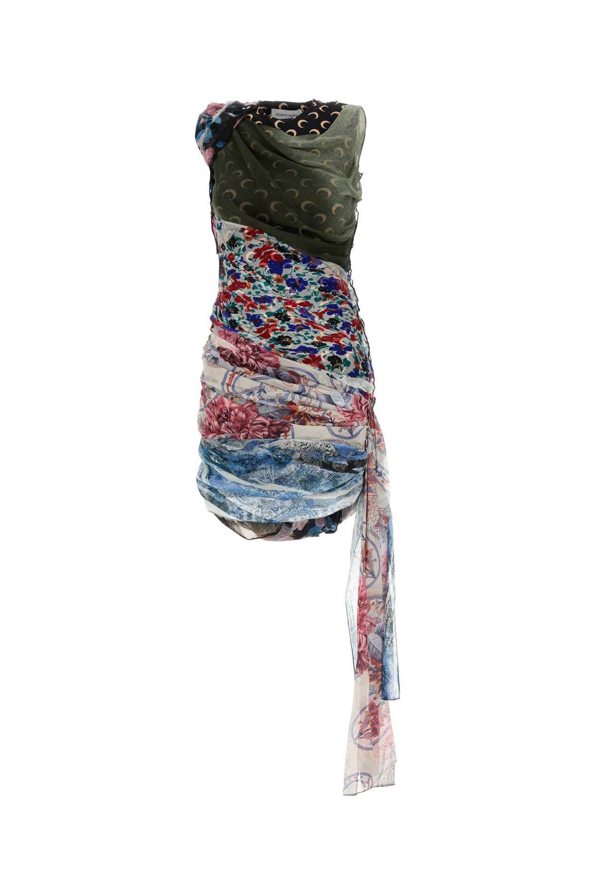 Printed stretch nylon mini dress