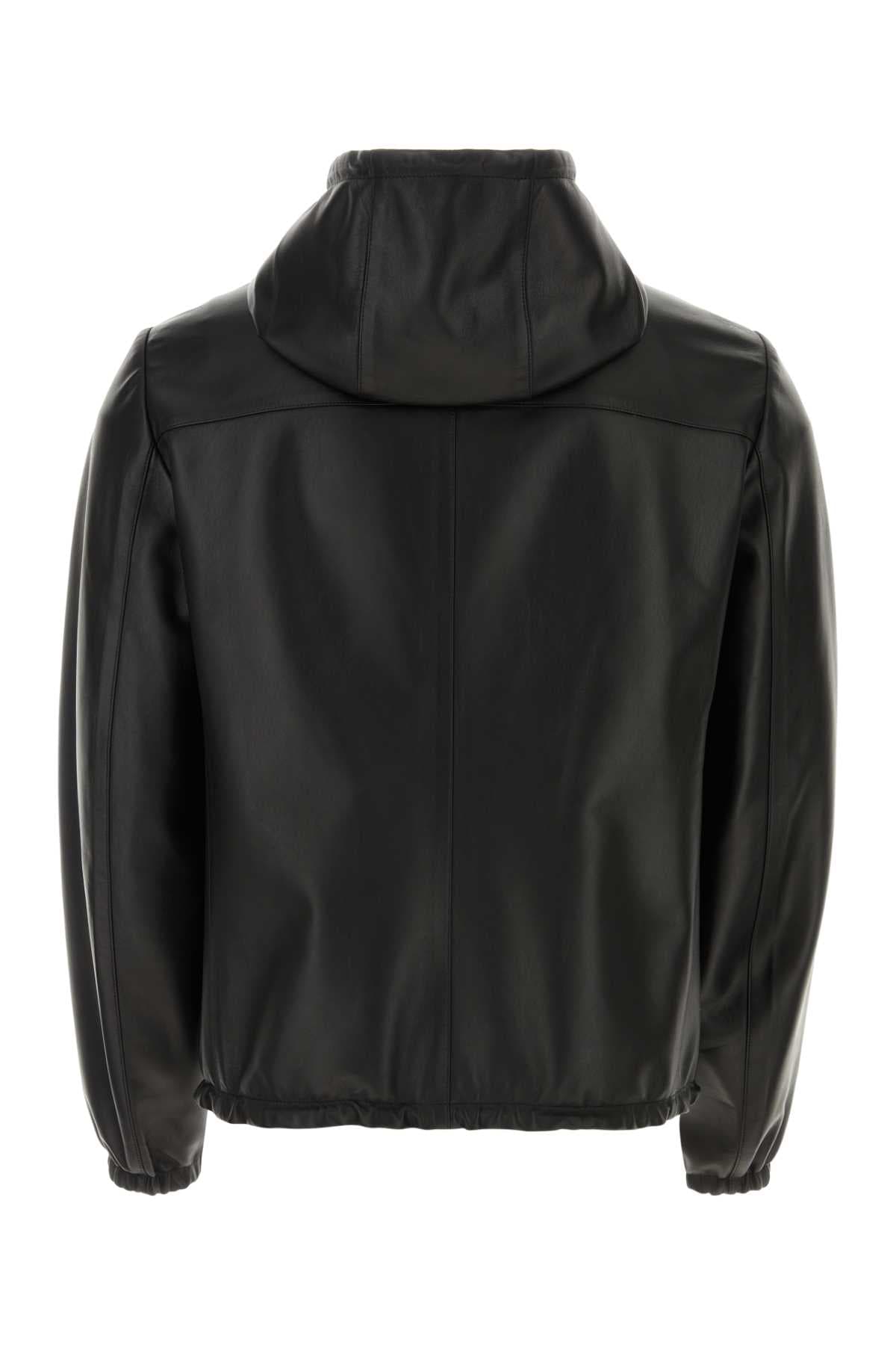 Black nappa leather reversible jacket - мініатюра 2