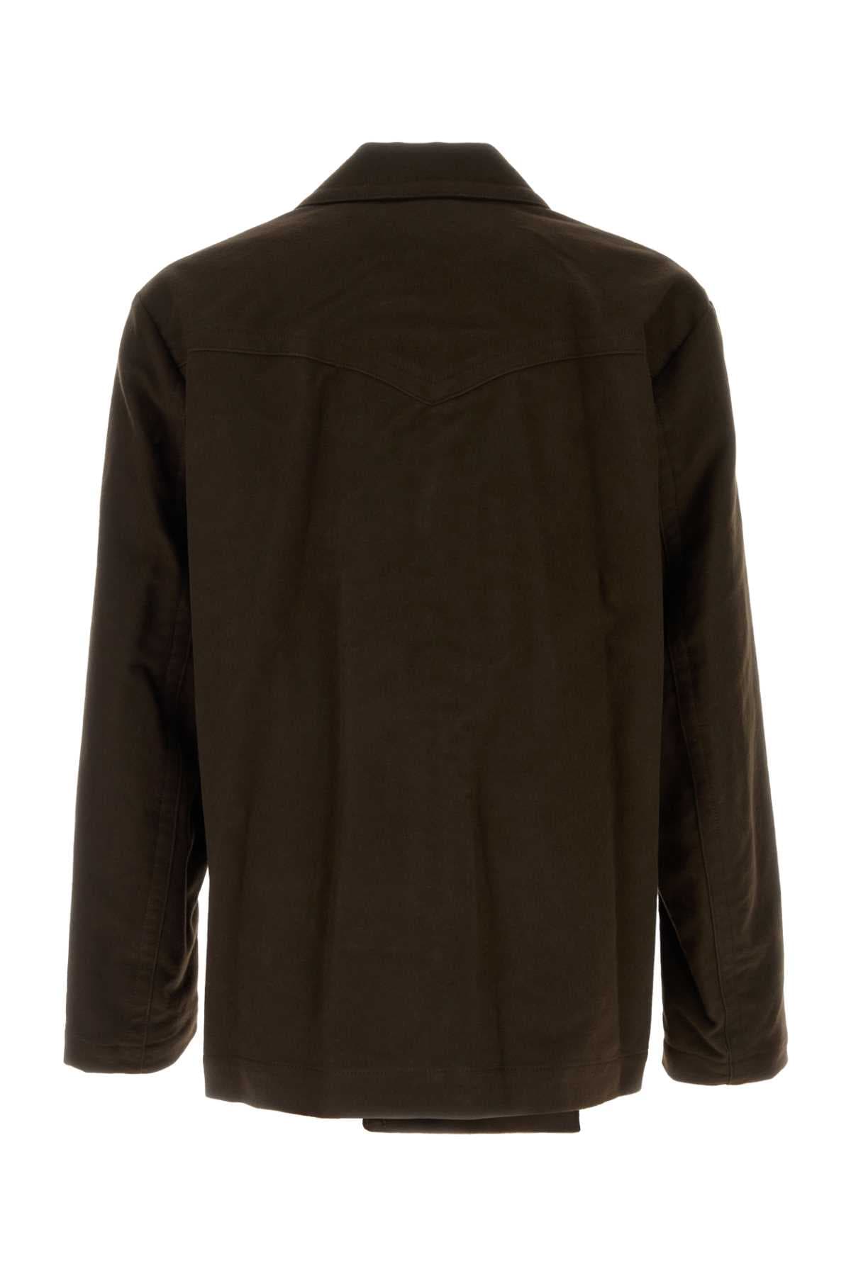 Brown cotton Moleskin blazer - мініатюра 2