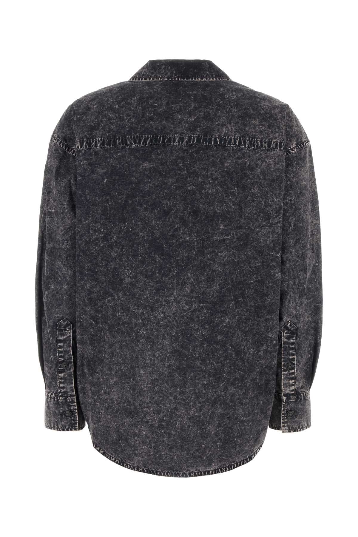 Black cotton oversize shirt - мініатюра 2