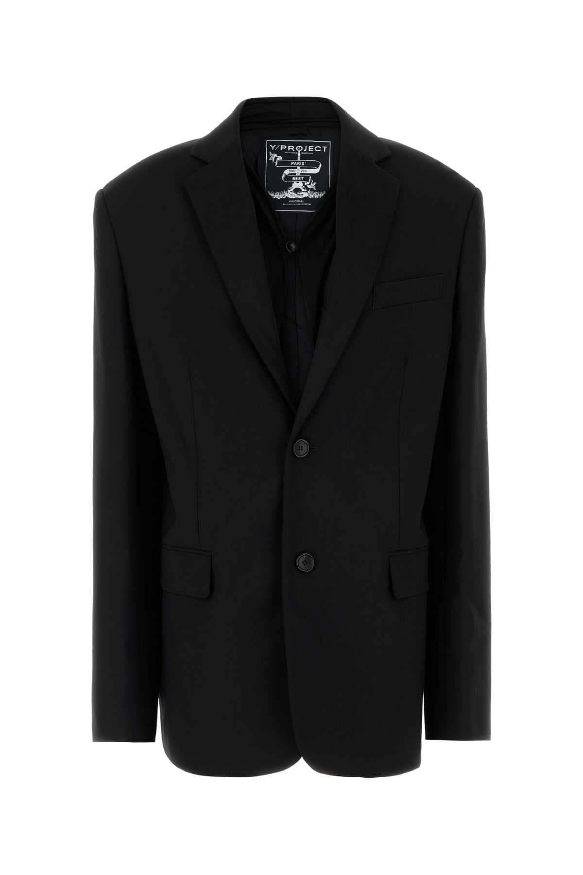 Black stretch jersey oversize blazer