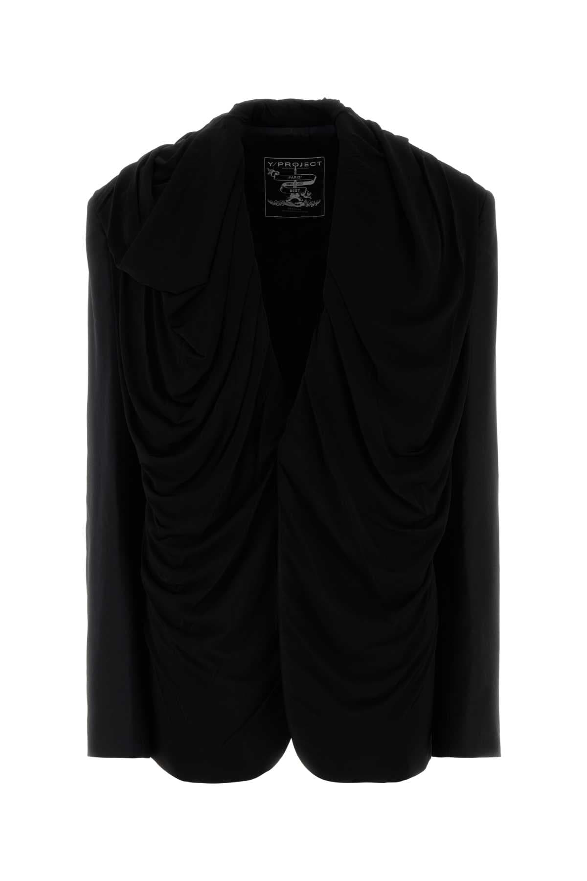 Black stretch twill oversize blazer