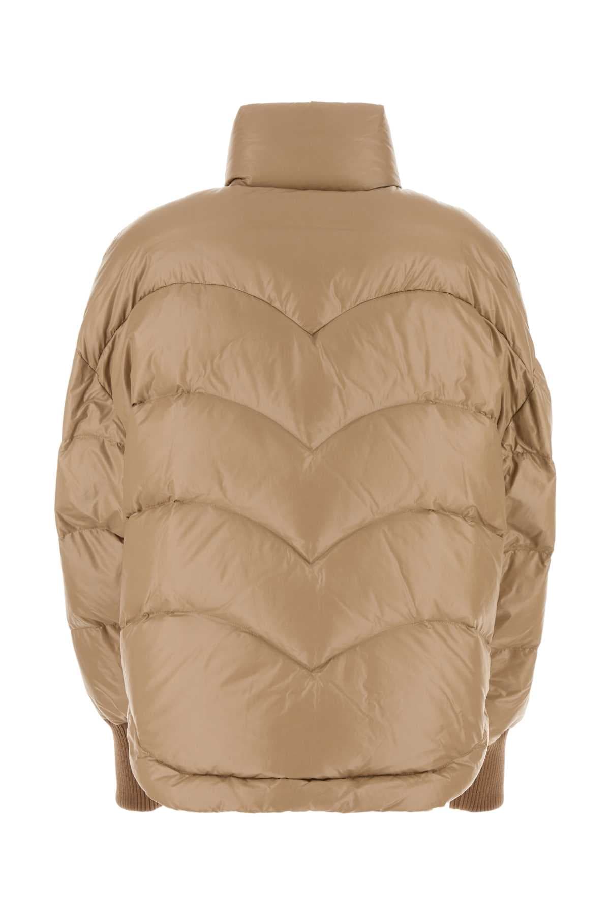 Beige nylon down jacket - мініатюра 2